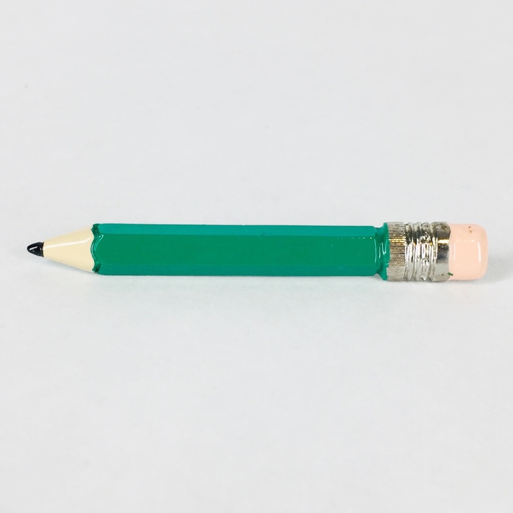 Vintage Pencil Green Enamel Pin Brooch